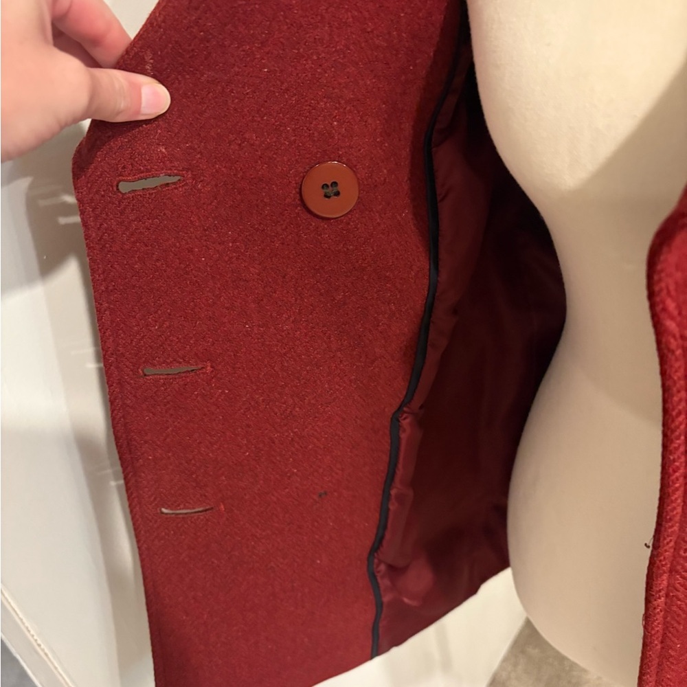 Tommy Hilfiger Swar Red Double-Breasted Pea Coat - Picture 8 of 8